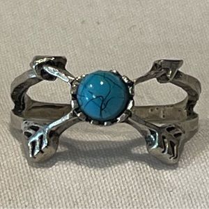 Vintage Crossed Arrows Turquoise Ring Size 7